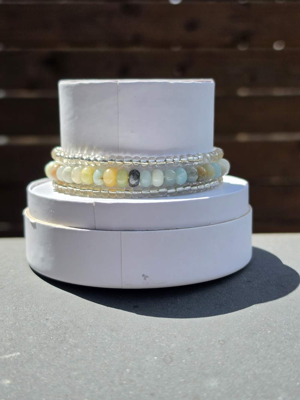 Multi-Color Beaded Stretch Bracelet Stack - Pastel Gem Tones